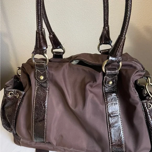 Sorksak Brown Purse with Faux Snakeskin Accents - Picture 4 of 8